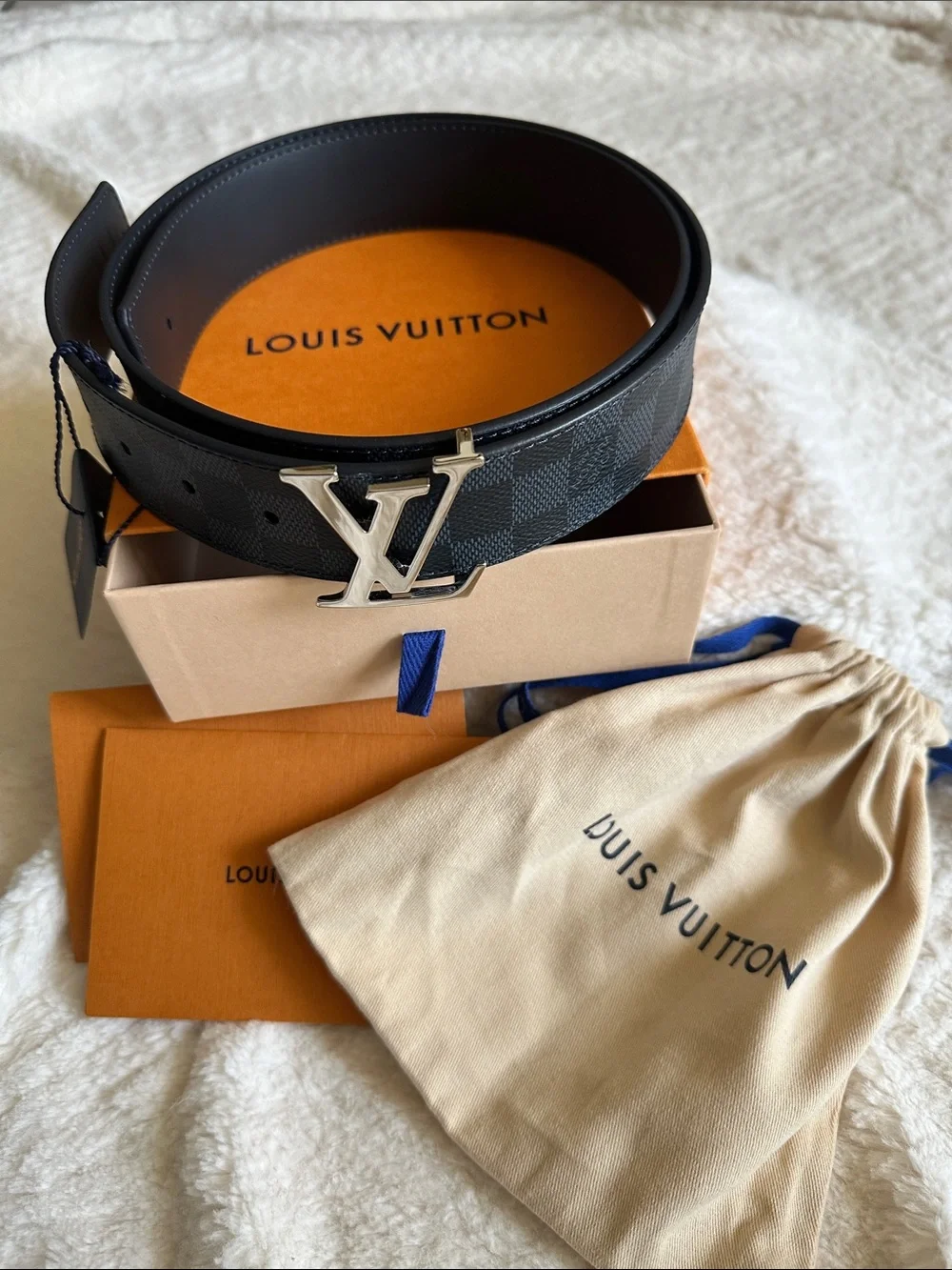 Louis Vuitton LV Initiales 40mm Reversible Damier Cobalt Belt 100/40